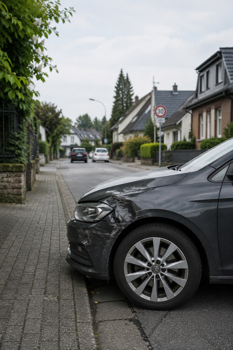 Unfallschaden an Front und Kotflügel eines VW nach einem Spurwechselunfall