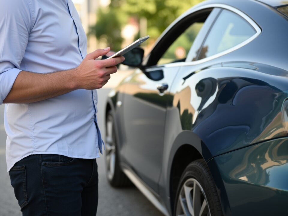 kfz gutachter mit iPad zur schadensaufnahme
