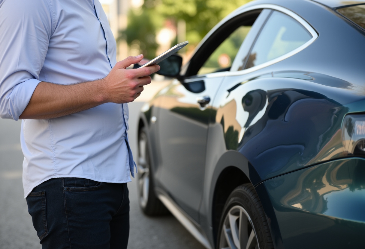 kfz gutachter mit iPad zur schadensaufnahme